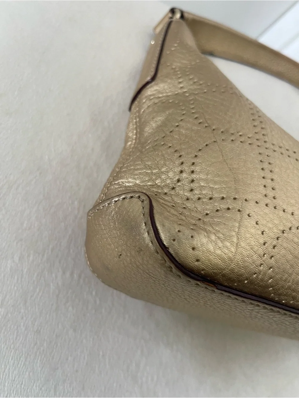Kate Spade Y2K Vintage Metallic Gold Leather Shoulder Bag with Tassel